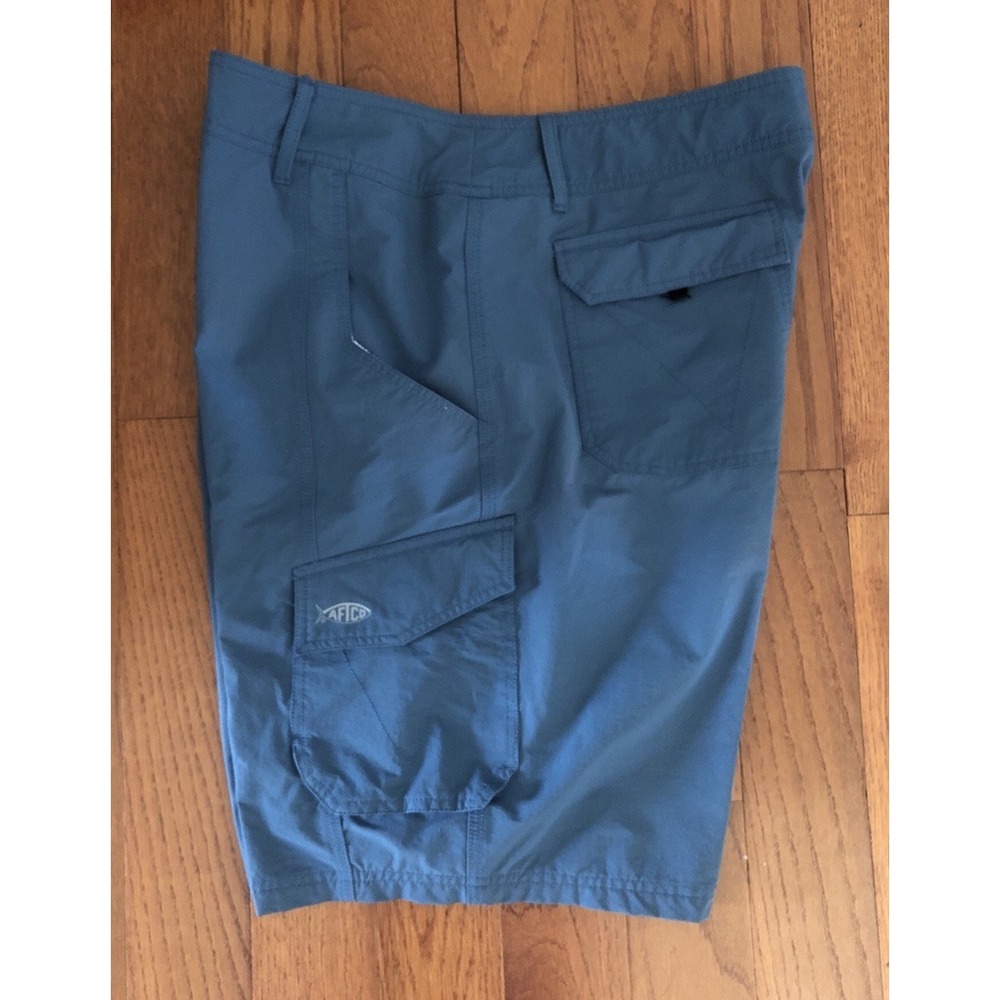 AFTCO Stealth Shorts Mens 36 Blue Cargo Performance Wicking Outdoor Fishing